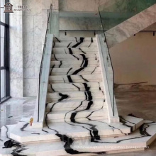 Very Modern Indoor Stair Steps Luxury Panda White Marble Treads for Sale
